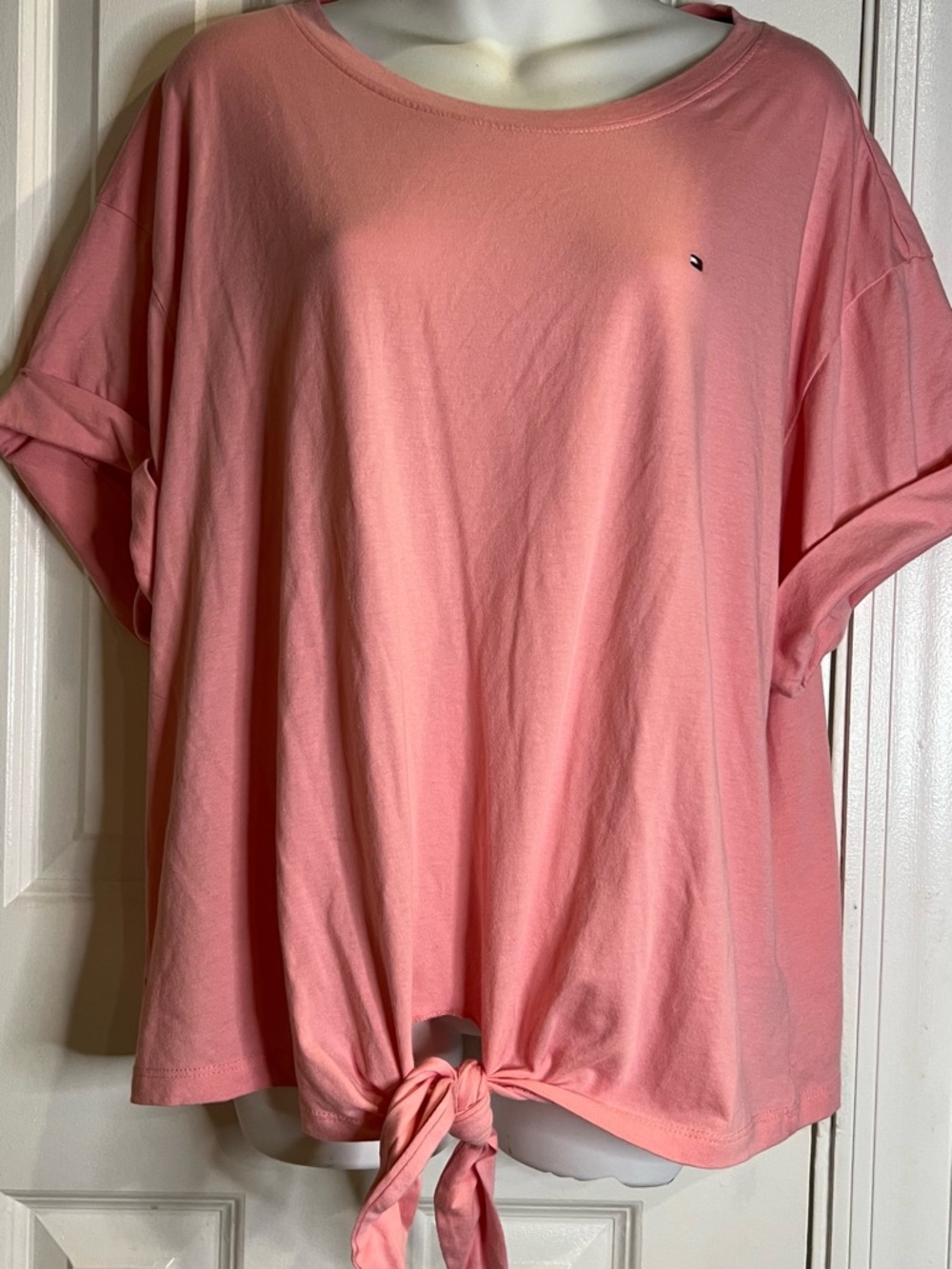 Tommy Hilfiger Light Pink Tie-Front Short Sleeve Top